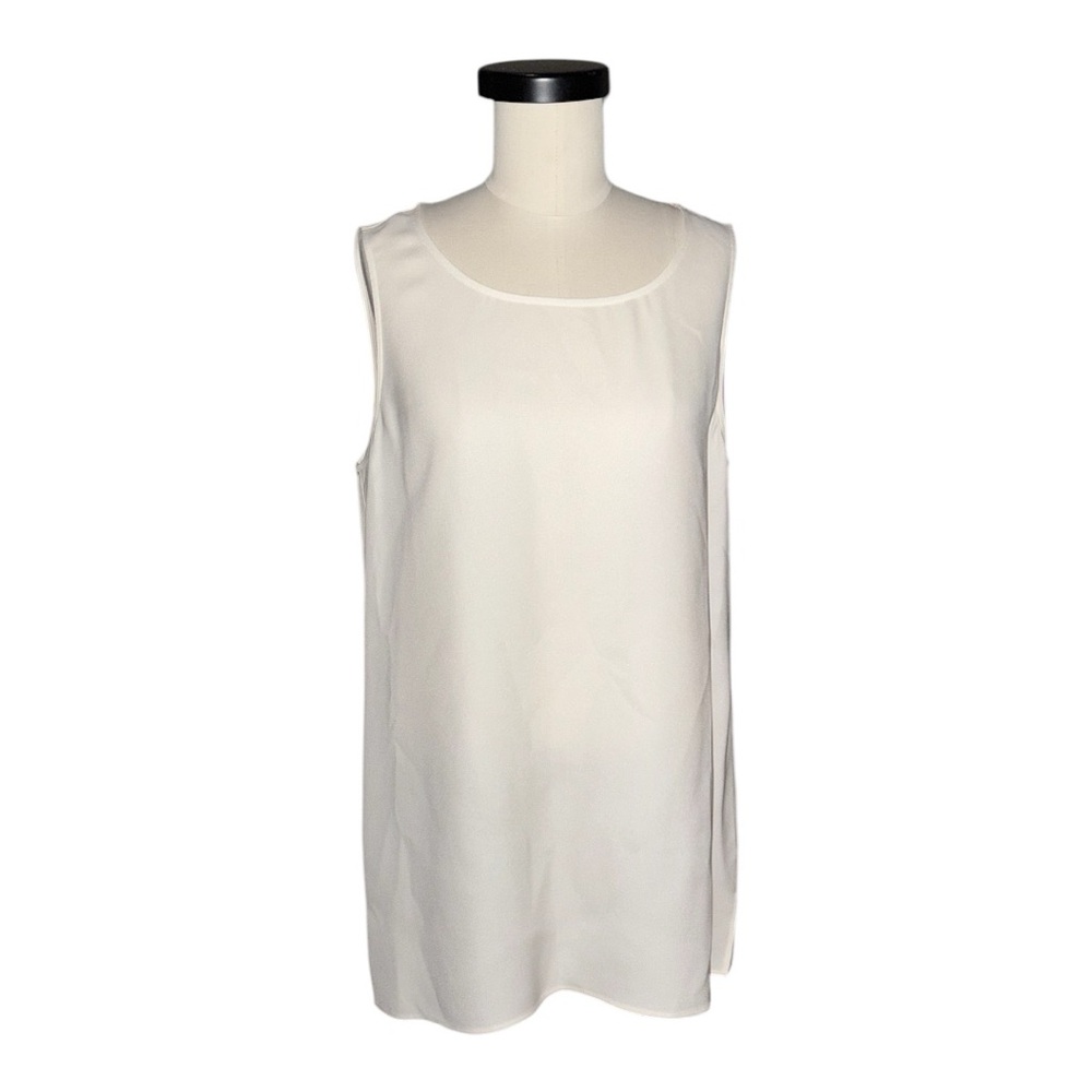 Lafayette 148 New York Ivory Silk Crepe De Chine Sleeveless Blouse